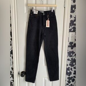 Mango Mom Comfort High-Rise Black Jeans NWT Scandi girl cool ankle